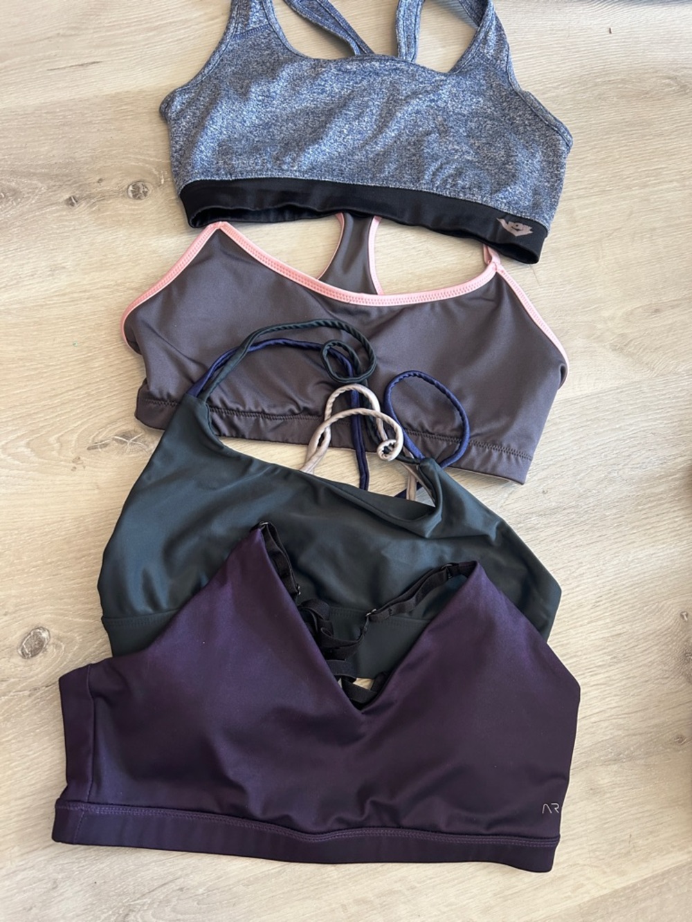 Everyday Strappy Sports Bra Set - Purple, Gray, Black, Charcoal